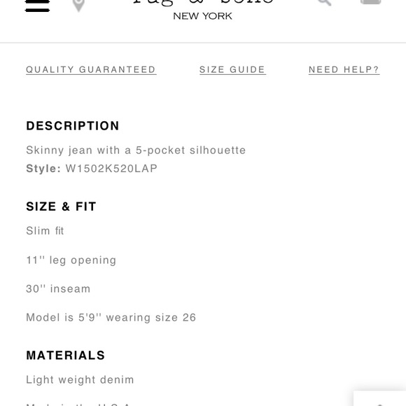 Excellent Use Condition Rag & Bone Jeans - Picture 7 of 7